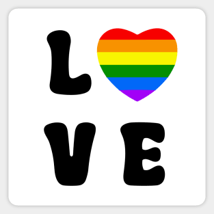 Love Rainbow Heart  Black Sticker